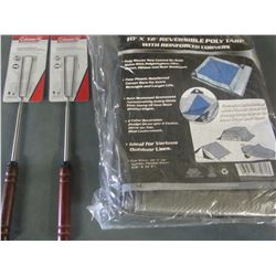 New 10 x 12ft Reversable Tarp & 2 Telescoping Coleman Rotisserie hot dog