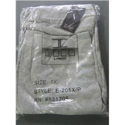 New Women's Coco Limon Sweat Pants size - 1X light grey  - $ 44.00 tags