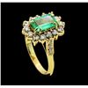 Image 4 : 1.40 ctw Emerald and Diamond Ring - 14KT Yellow Gold