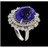 Image 4 : 15.33 ctw Tanzanite and Diamond Ring - 14KT White Gold