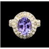 Image 2 : 4.15 ctw Tanzanite and Diamond Ring - 14KT Yellow Gold