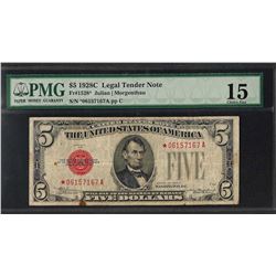 1928C $5 Legal Tender STAR Note Fr.1528* PMG Choice Fine 12