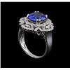 Image 4 : 4.07 ctw Tanzanite and Diamond Ring - 14KT White Gold