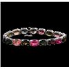 Image 1 : 42.06 ctw Multi Color Tourmaline Bracelet - 14KT White Gold