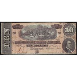 1864 $10 Confederate States of America Note