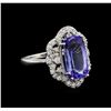 Image 1 : 5.04 ctw Tanzanite and Diamond Ring - 14KT White Gold