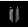 Image 1 : Dangle Crystal Teardrop Earrings - Rhodium Plated