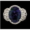 Image 3 : 8.23 ctw Tanzanite and Diamond Ring - 14KT White Gold