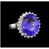 Image 1 : GIA Cert 10.17 ctw Tanzanite and Diamond Ring - 14KT White Gold