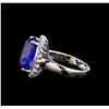 Image 3 : GIA Cert 10.17 ctw Tanzanite and Diamond Ring - 14KT White Gold