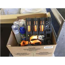 Box of Misc Cleaner  Ratchet Straps