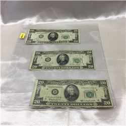 US Bills $20 (3 Bills): 1950D(2); 1950