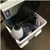 Image 1 : Rolling Tote w/Office Grouping: Paper Cutter, Lap Desk, Lamp, etc !