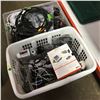 Image 1 : Tote/Basket Lots (2): Electrical Cords/Cables & Electronic Items & Accessories