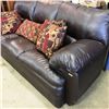 Image 1 : Leather Sofa & Throw Cushions
