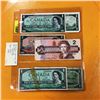 Image 1 : Canada Bills - Variety : 2 of 1954 $1; 2 of 1967 $1; 1954 $2; 1986 $2