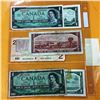 Image 2 : Canada Bills - Variety : 2 of 1954 $1; 2 of 1967 $1; 1954 $2; 1986 $2