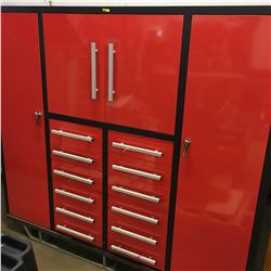 80'' Heavy Duty Multi Drawer Tool Cabinet c/w: 12 drawers, 2xlarge doors, 2xsmall doors