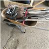 Image 1 : Wheelbarrow w/Variety of Rakes, Shovels, Lawn/Garden, etc