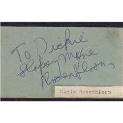 Boxing Champion Maxie Rosenbloom Signed Ontra Cafeteria Parking Stub