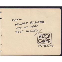Milton Caniff 1946 Signed Autograph Book Page