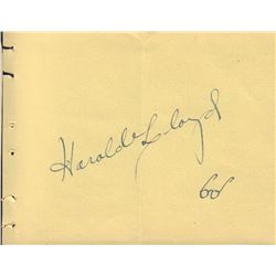 Harold Lloyd Signed Autograph Book Page