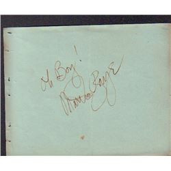 Martha Raye Signed Autograph Book Page
