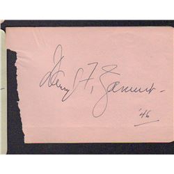 Darryl F. Zanuck Signed Autograph Book Page