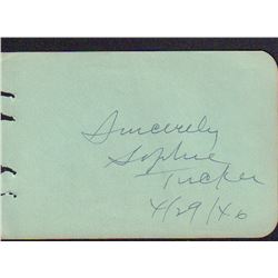 Sophie Tucker Signed Autograph Book Page