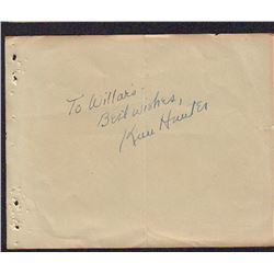 Kim Hunter Signed Autograph Book Page