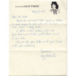 Greg Howard Handwritten Signed Sally Forth Letter