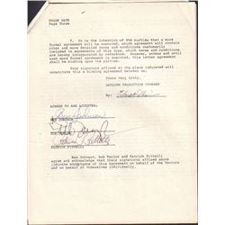 Ben Johnson Dub Taylor Patrick Pittelli Signed 1980 Contract for Swamp Rats