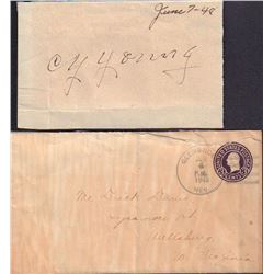 1948 Cy Young Autographed Page with Envelope