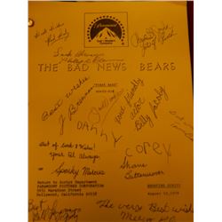 The Bad News Bears Signed Original Cast Signed Script