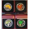 Image 1 : Lot of 4 - .999 Fine Silver Coins - Maple Leaf with Crystal Raindrop Series