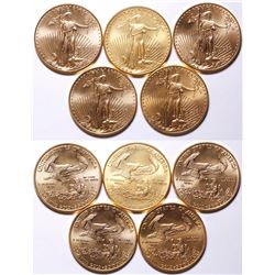 Five American Eagle Gold $50 Coins