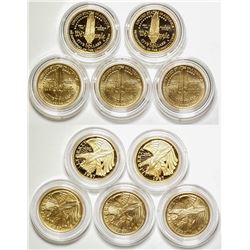 Five U.S. Constitution $5 Gold Pieces