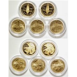 Five U.S. Constitution $5 Gold Pieces