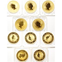 Five One-Ounce Australian Gold Nugget Coins, Uncirculated