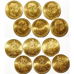 Six Austrian 100 Corona Gold Coins 1915