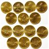 Image 1 : Seven One-Ounce Canadian Gold Maple Leaf Coins, Uncirculated