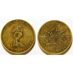 1983 $50 Gold Canadian Maple Leaf coin UNC