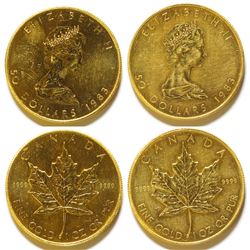 Two 1983 Canadian $50 Gold Maple Leaf