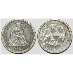 1881 Seated Quarter Proof