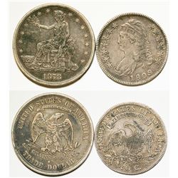 Bust Half Dollar and Trade Dollar