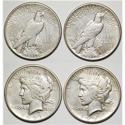 Two 1921 Peace Dollars