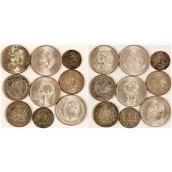 9 Mexican Silver Coins