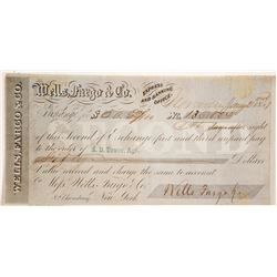 Wells Fargo & Co. Second of Exchange, Nevada City, CA, 1859