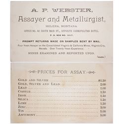 A.P. Webster, Assayer, Business Card