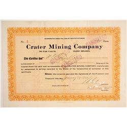 Crater Mining Company Stock Certificate